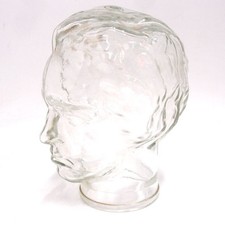 Glaskopf Beethoven Glas klar 22 cm Perückenkopf Figur Hut Kopfhörerhalter Mütze