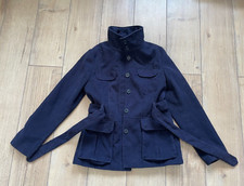 H&M Trenchcoat Mantel Gr. 38 dunkelblau hoher Kragen Knöpfe Gürtel royal