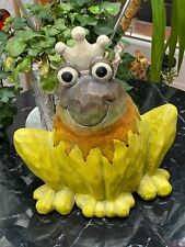 Frosch Dekoration Garten Terrasse Beet Skulptur Figur Tier Keramik grün