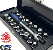 Sumpfstecker Schlüssel Set 3/8" Antrieb 18-teilig Ölablauf Sechskant Quadrat & Dreieck Bits im Koffer