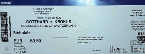 Ticket gotthard krokus - 1x,