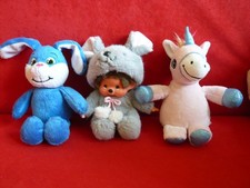 3 Stofftiere Monchichi Einhorn Hase Spielzeug Schmusetiere Nikolaus Weihnachten