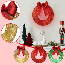 Weihnachten beleuchtet Metall LED warme Lichter Kranz Band Schleife Girlande