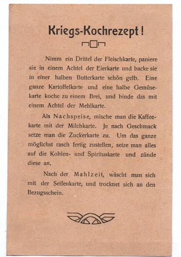 Kriegs kochrezept satire - ak,