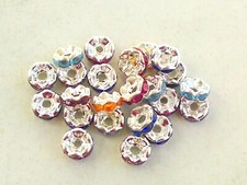 30x Strass Rondelle Metall Zwischenperlen 6mm Spacer Bunt Schmuck Perlen Basteln