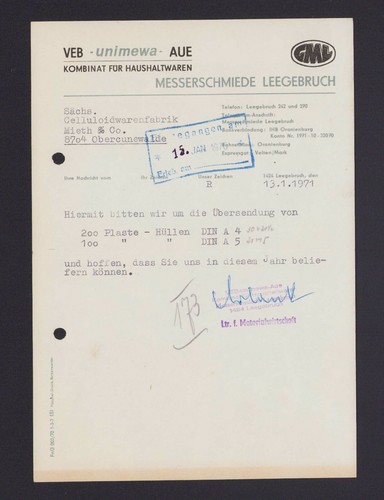 Leegebruch brief 1971 veb - brief, 1971,