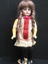 PUPPENPERÜCKE--ECHTHAAR--ZOPFPERÜCKE-KOPFUMFANG--20 cm--NEU--HELLBRAUN