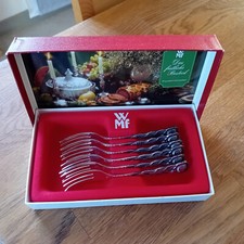 WMF 6 Kuchengabeln   Rosenmuster  alt Vintage versilbert mit Etui