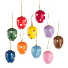 Mini Osterei bunt mit weißen Punkten Osterstrauchbehang 10 Stück Erzgebirge