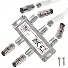 4fach IEC TV Verteiler Antennenverteiler Kabel TV Adapter Kabel Kabelfernsehen