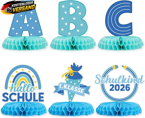 Einschulungsdeko blau tlg - blau, 6-tlg