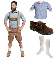 5-teiliges Trachtenset hellbraun kurz A Trachtenlederhose Schuhe,Hemd,Socken WOW