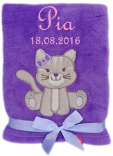 Babydecke mit Namen bestickt + Spielzeug Rassel Teddy Geschenk Geburt Taufe Baby