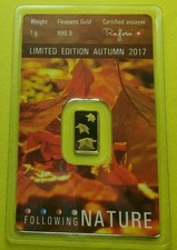Goldbarren Argor-Heraeus Following Nature Herbst 2017 GOLD BARREN 1g 1 g Gramm