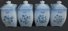 4 VORRATSDOEN aus Porzellan mit Blumenmotive für Mehl, Kaffee,Zucker und Salz