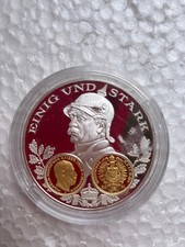Silbermünze 1200 Jahre Deutsche Münzgeschichte, Bismarck,  mit Goldapplikation