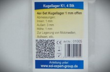 Sol-Expert 01005 Kugellager 1 mm offen 4 Stück geeignet z.B. Faller Car NEU OVP