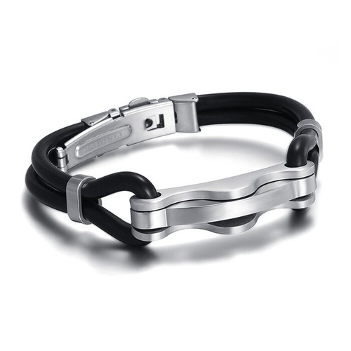 Edelstahl kunstleder armband - edelstahl,