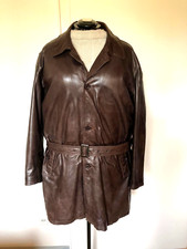 Herren Trapper Masterpiece Ledermantel in dunkelbrauner Farbe, Größe 60-62