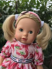 Götz Puppe Maxy Muffin 42 cm blond Originalkleidung in rot mit viel Zubehör Doll