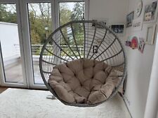 Luxus Hängesessel Style XXL Rattan Look 110cm mit Relaxkissen Grau Super Bequem