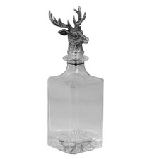 Spirituosen Karaffe Hirsch Glas verchromt eckig 750ml Bar Deko Geschenk Karaffe