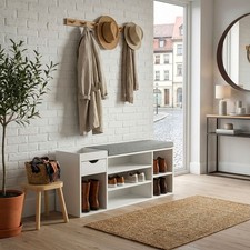 Schuhbank 100cm Weiß Sitzbank