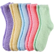 Damen Kuschelsocken 5 Paar Flauschig Warm Fleece Baumwolle Schlafsocken Winter