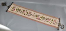 Vintage Gobelin Wandbehang/Klingelzug mit Messingglocke floral Fach #H3H