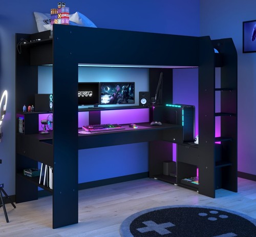 Hochbett schwarz gaming led - hochbett,