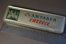 Bleistift-Blechschachtel A.W.FABER CASTELL, 1950er Rittermotiv grün/silber,18x5x