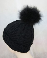 100% Alpaka Bommelmütze, Wintermütze, Mütze mit Echt Fell Bommel Gr. 56-61 NEU