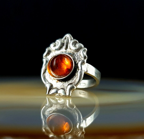 Ring 800 silber bernstein - bernstein, 17
