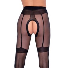 Damen Sex-Strumpfhose ouvert S-XL Eingewebte Strapsen Po offen Dessous "Liesely"