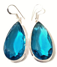 SCHWEIZER BLAU TOPAS Edelstein 925 Sterlingsilber Schmuck Ohrringe