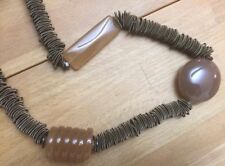 NEU: LANGE KETTE HALSKETTE METALLRINGE SCHMUCKSTEINE 80 cm HEINE braun *043253