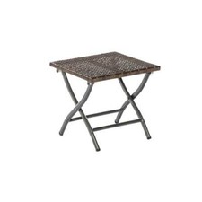Beistelltisch Hocker Stahl Kunststoffgeflecht braun 45x44x45cm klappbar Tisch
