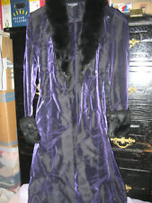 VINTAGE DIVA Zarenmantel LILA transparent Pelzbesatz BODENLANG Thriller M 135 cm