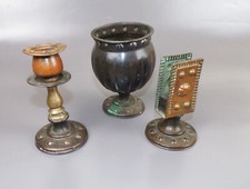 Raucher Ensemble Kerzenhalter Streichholzhalter Kelch Kupfer Herrenzimmer Deko