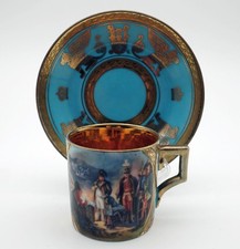 Französische Porzellan - Gedeck Tasse mit Untertasse - Napoleon - Austerlitz