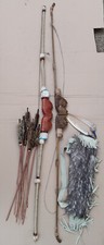 2 Stück Indianer Pfeil und Bogen mit Köcher und 10 Pfeilen Hand-Made, Dekoration