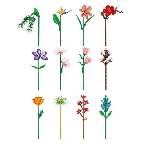 12x klemmbaustein blumen set - 12x,