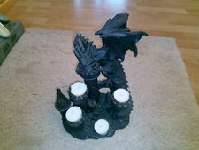 Drachen-Teelichthalter - Vier Burgtürme mit Drache - Fantasy Kerzenhalter Burg