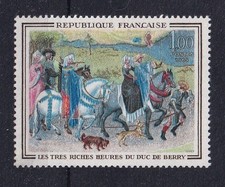 Frankreich France 1965 Mi 1523 ** MNH Hunde dogs Falkenjagd Kunst
