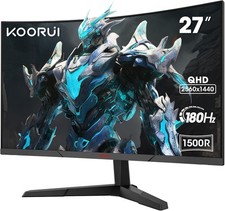 KOORUI Gaming Monitor 27 Zoll, 1500R Fläche Bildschirm 2560X1440 (QHD), 180HZ 