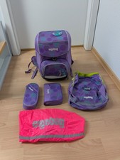 ergobag cubo Schulranzen Set Ranzen Grundschule Lila 5tlg SchlittenzauBär Glow