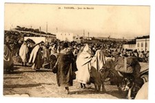 Marokko 1908 AK TANGER MARKTTREIBEN mit MiNr 35 (CA7208