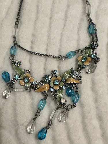 Vintage halskette blumen - halskette,