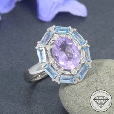 Wert 1790 € Brillant Diamant Amethyst Topas Ring 750 18 Karat Weiß Gold xxyy