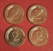2 Pfennig kompletter Satz 1969 D-F-G-J Bankfrisch/ Stempelglanz.  magnetisch !